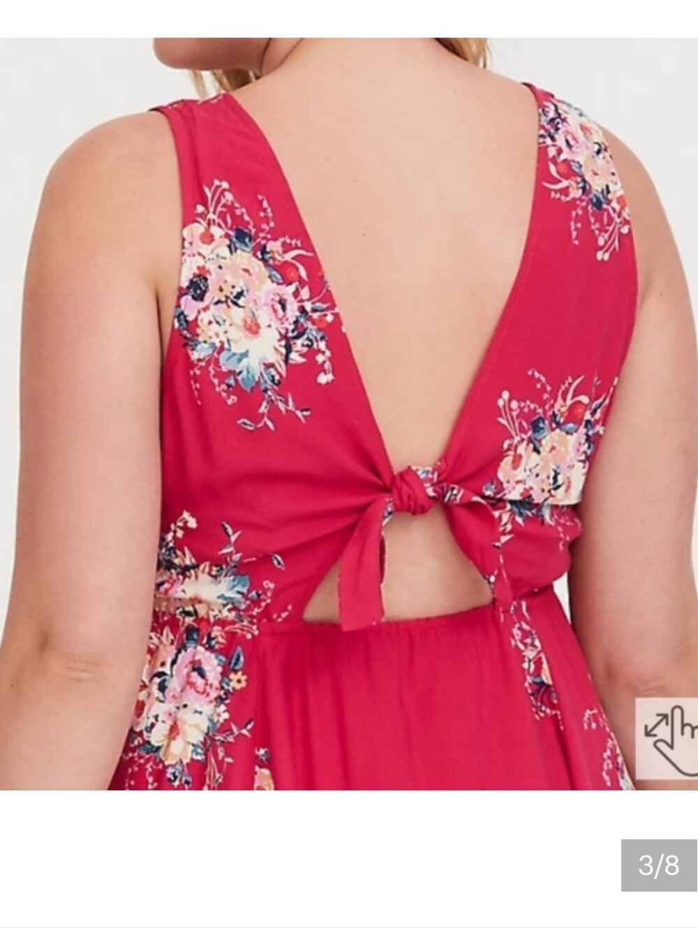 torrid Pink-Red Floral Sleeveless Skater Dress - Picture 3 of 8